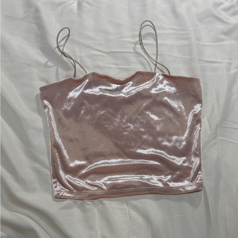 2016 Garage pink velvet cropped tank